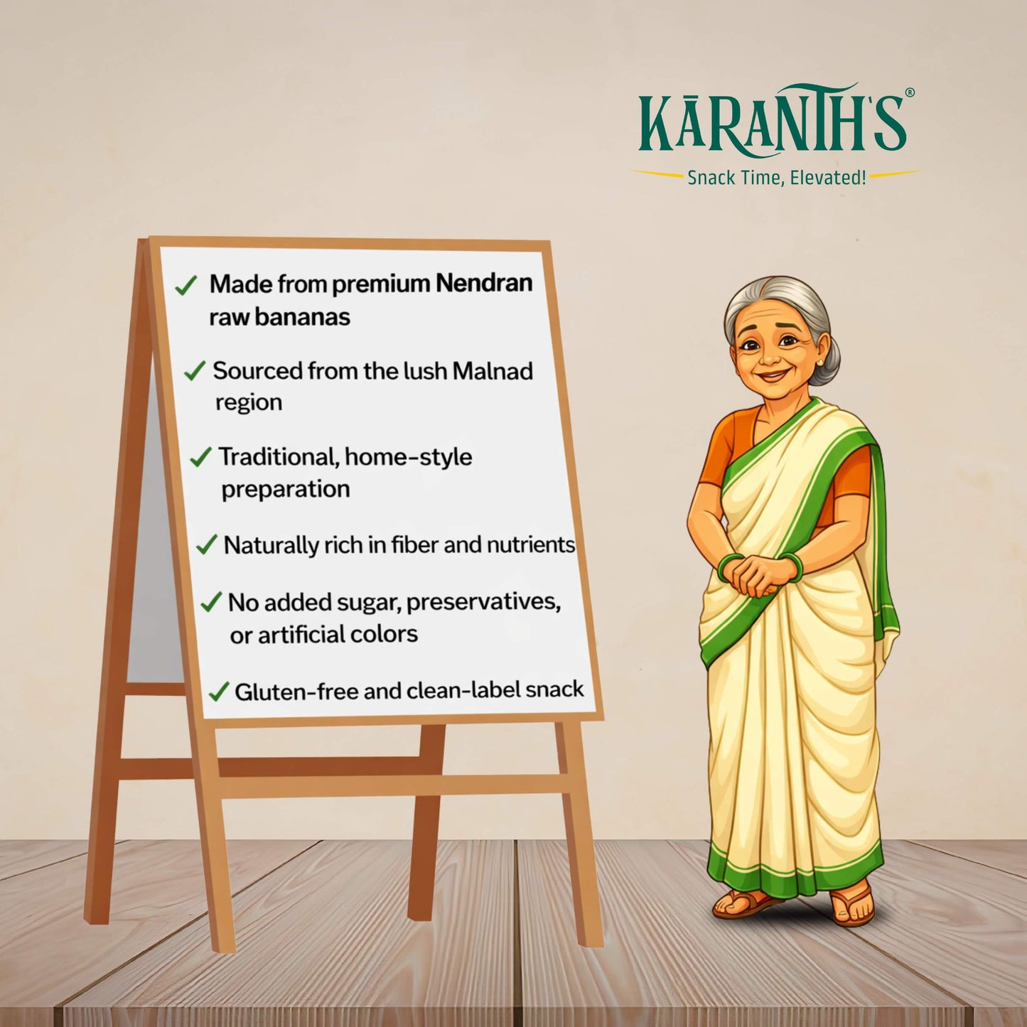 Karanth's Malnad Banana Chips (Pack of 5) – Nendran, Pure, Crunchy- 70 gms