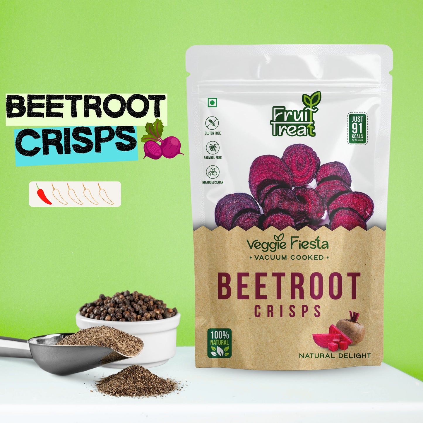 Vacuum Fried Beetroot Crisps - 40 gms
