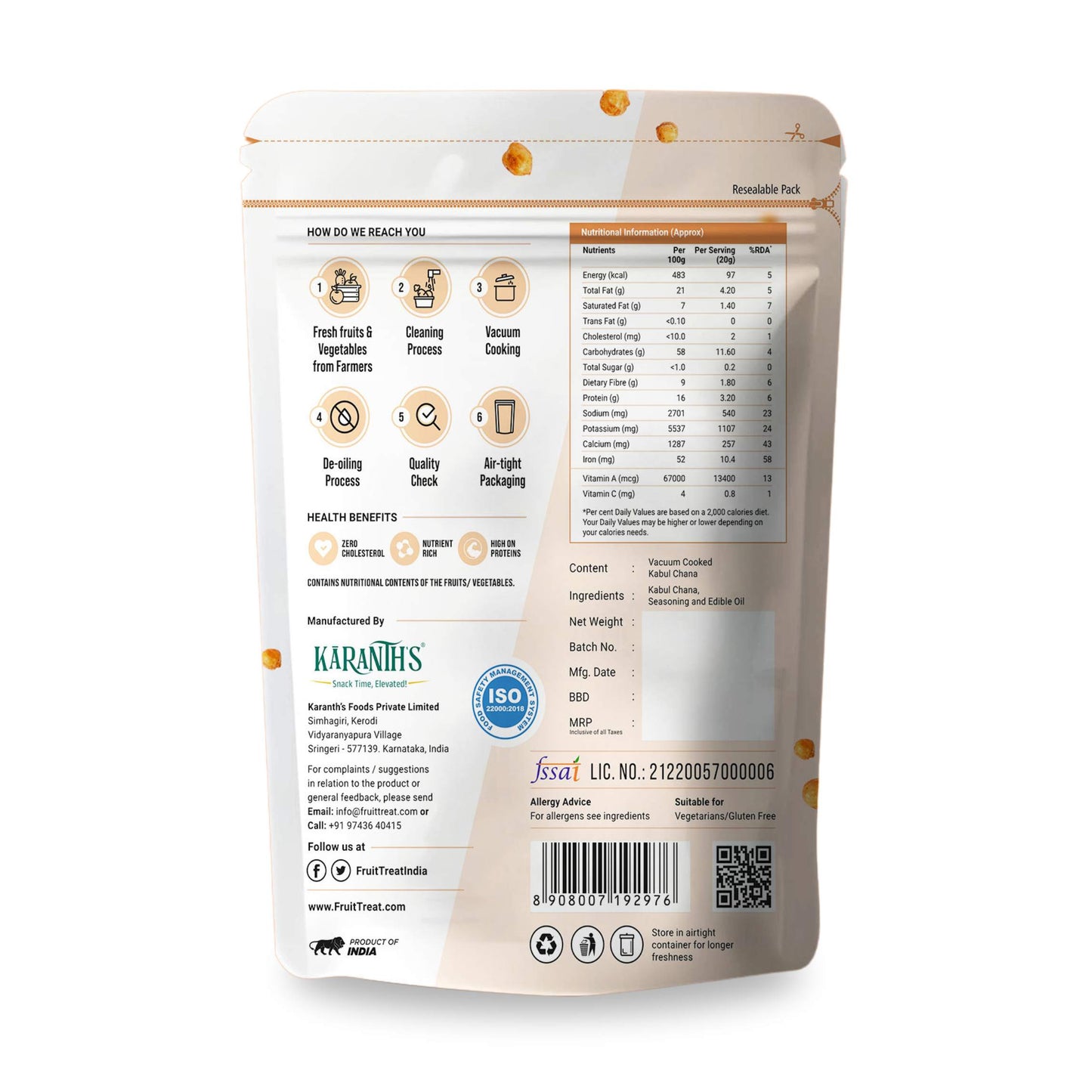 Vacuum Fried Kabul Channa Treat - 100 gms