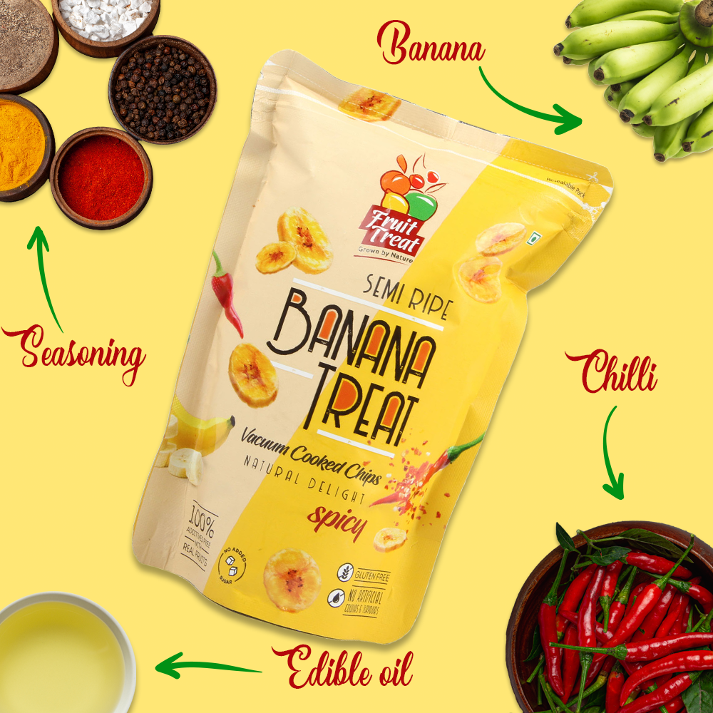 Vacuum Fried Banana Spicy Treat - 60 gms