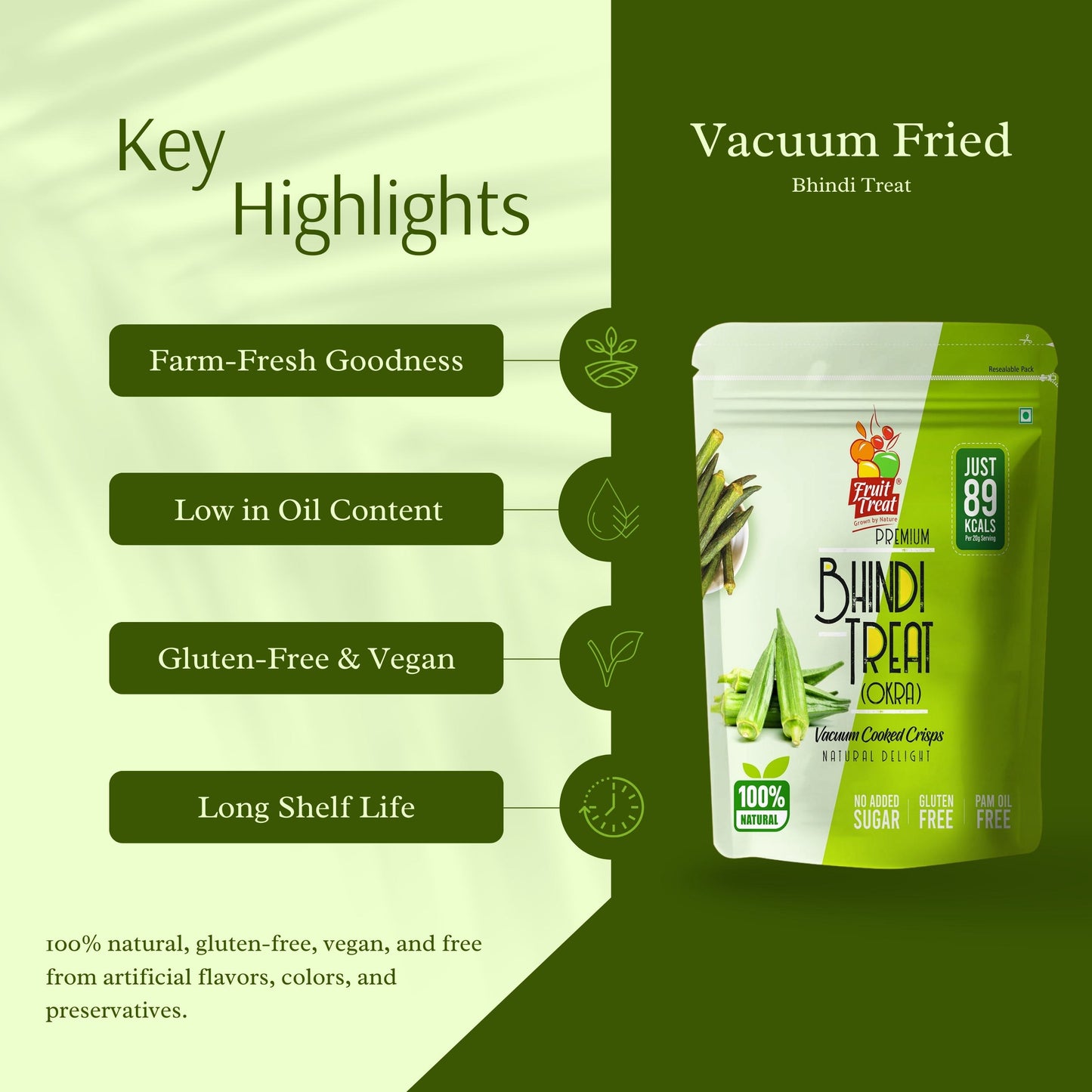 Vacuum Fried Bhindi Okra Treat - 50 gms