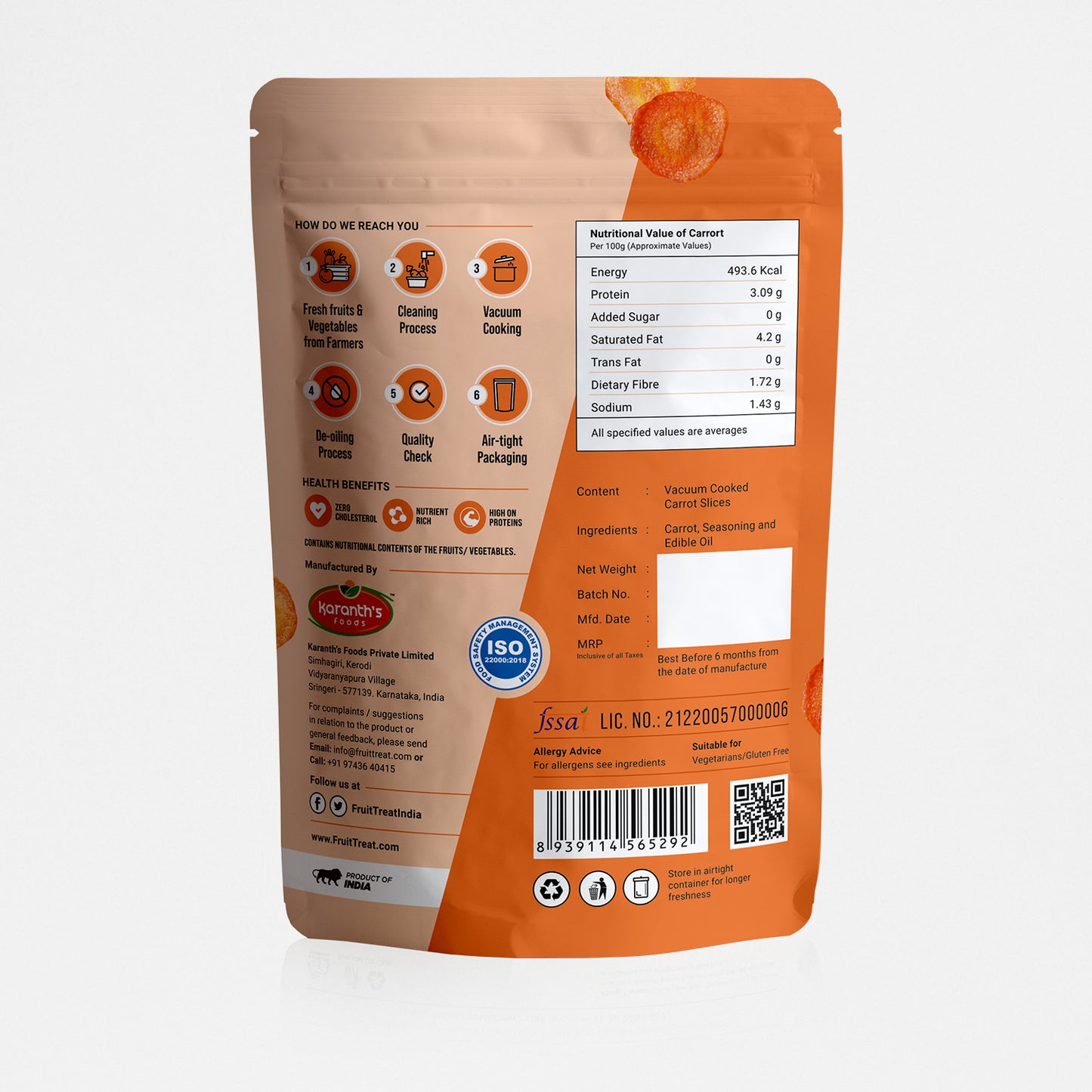 Vacuum Fried Carrot Treat - 50 gms