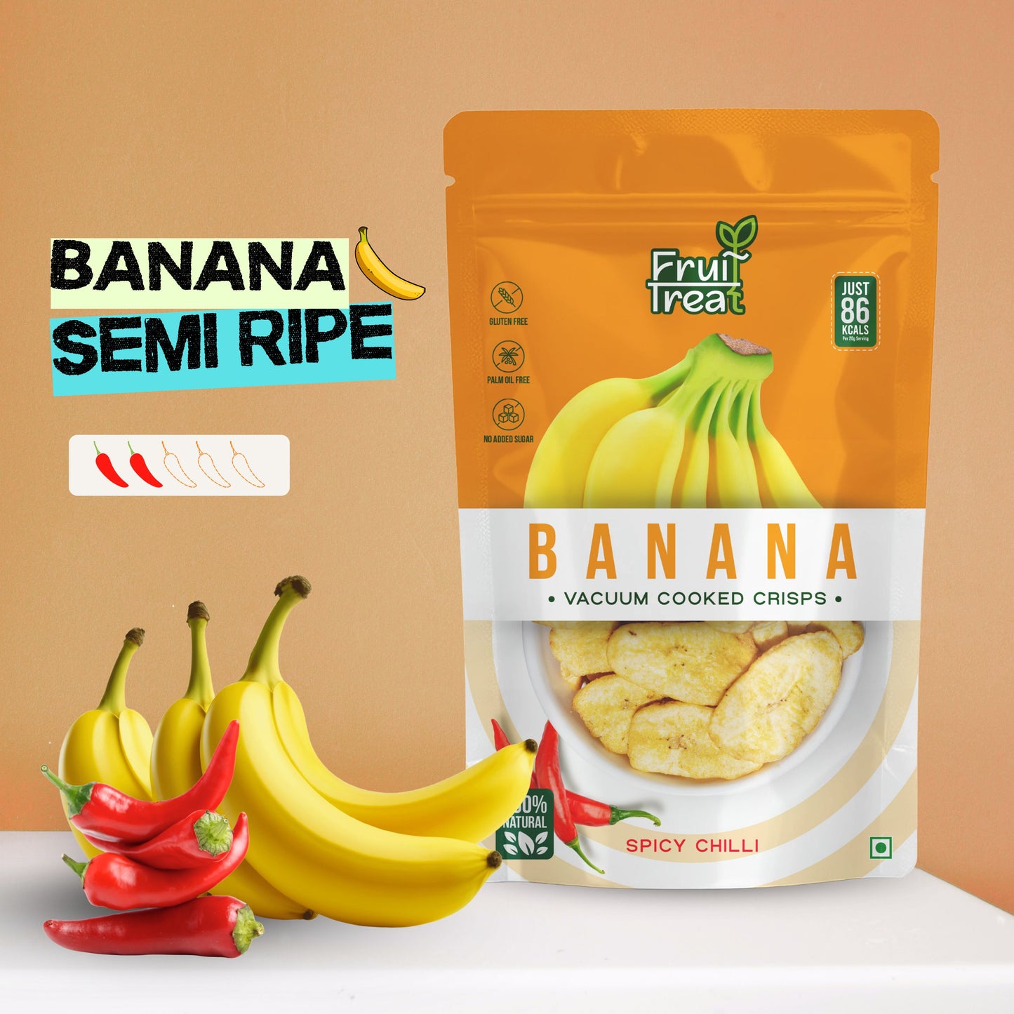 Vacuum Fried Bananna Chilli - 50 gms