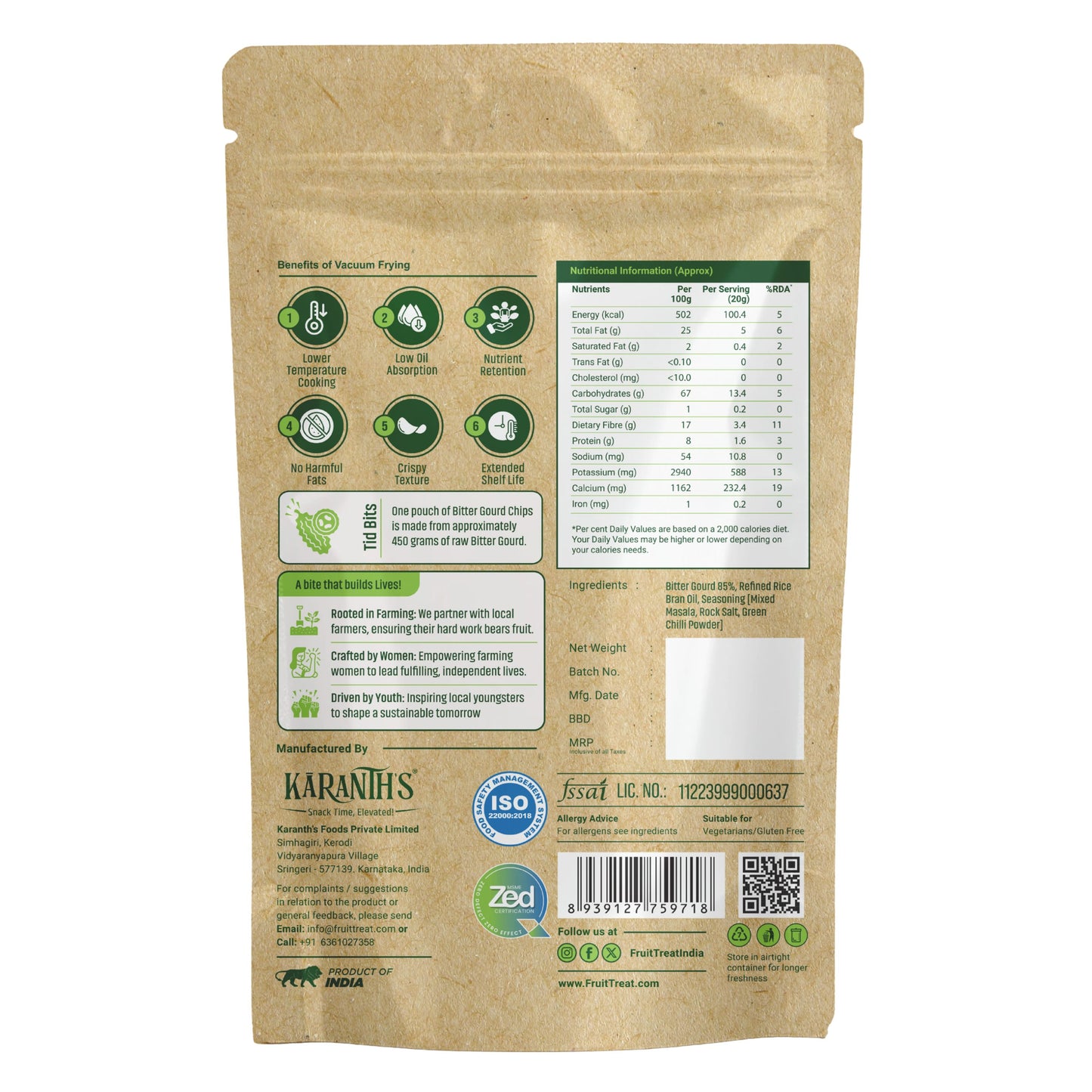 Vacuum Fried Bitter Gourd Crisps - 40 gms