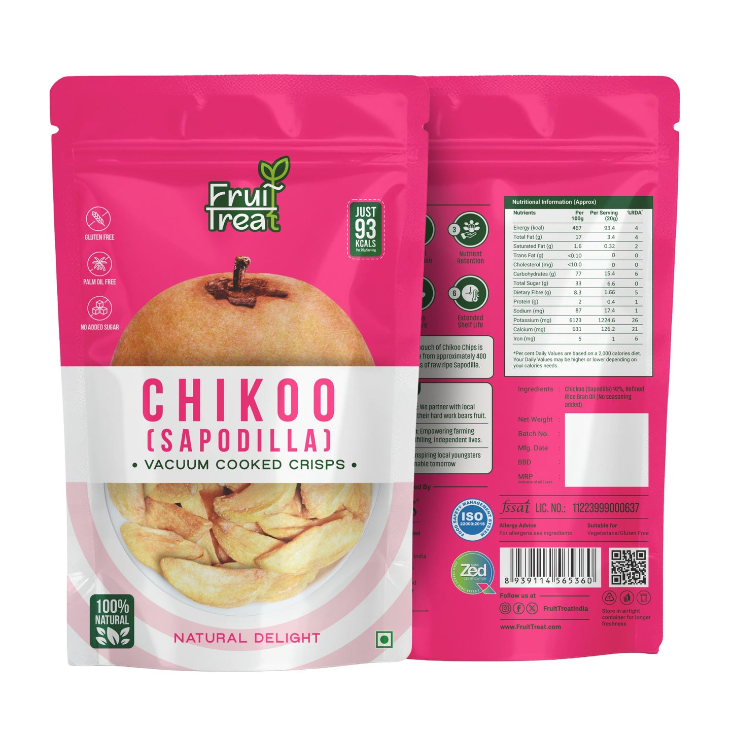 Vacuum Fried Chikoo (Sapodilla) - 40 gms