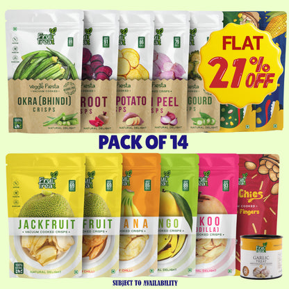 Jumbo Combo : All Fruit Treat Snacks with Pack of 14 - Total 600+ gms (Subject to Availability)