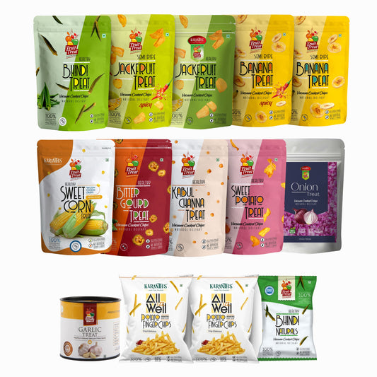 Jumbo Combo : All Fruit Treat Vacuum Fried Snacks with Pack of 14 - Total 700+ gms