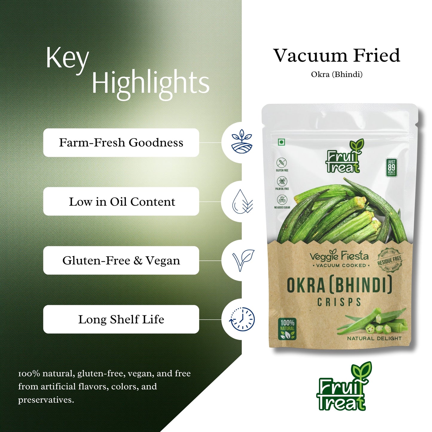 Vacuum Fried Okra [Bhindi] Crisps - 40 gms